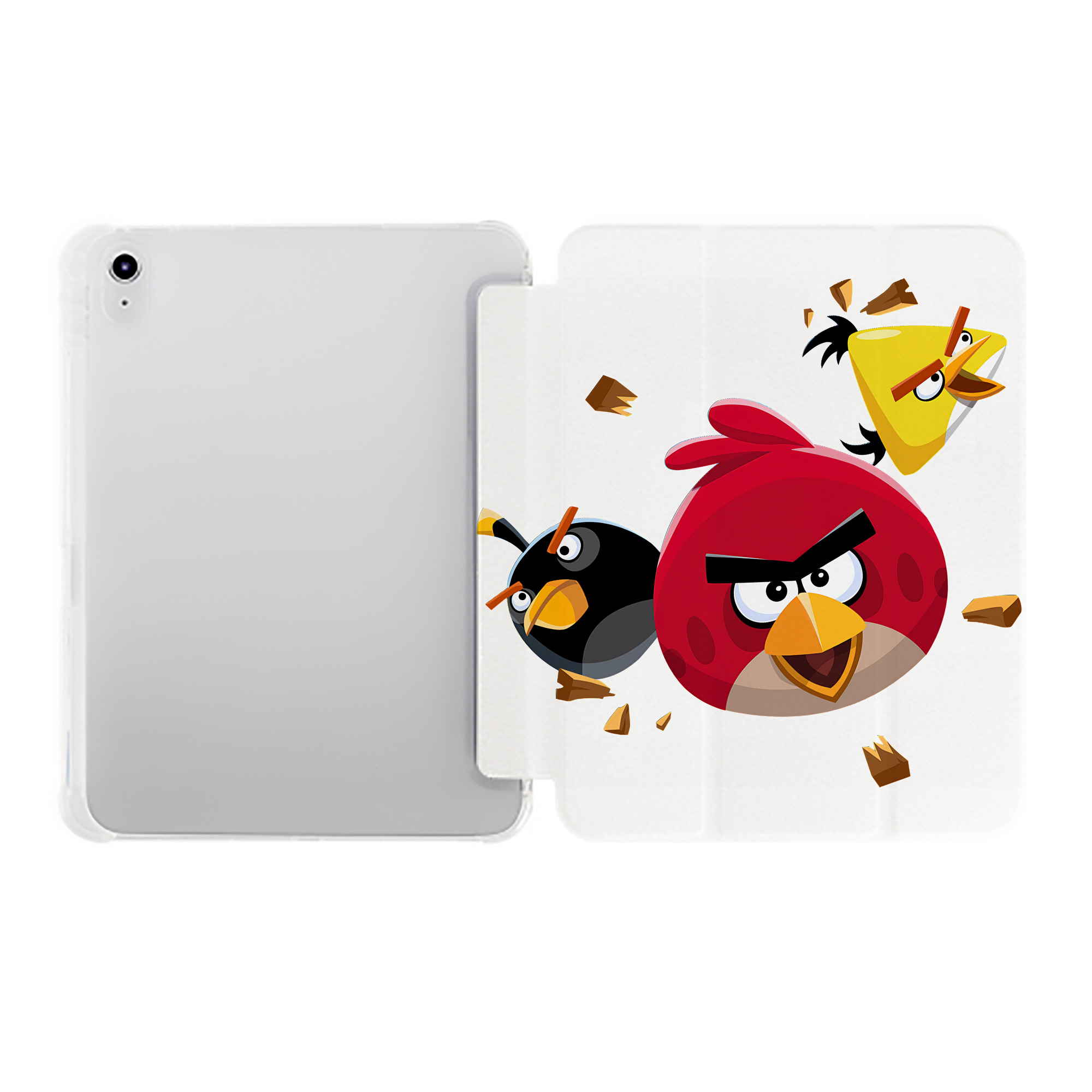 （画像用） Angry Birds アングリーバード IPad ケース ペン収納付き 三つ折りスタンド PUレザー×シリコン 対応機種9.5/10.5/10.9インチ
